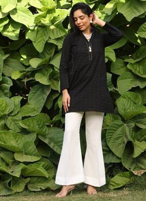 Black lawn printed Tops 1