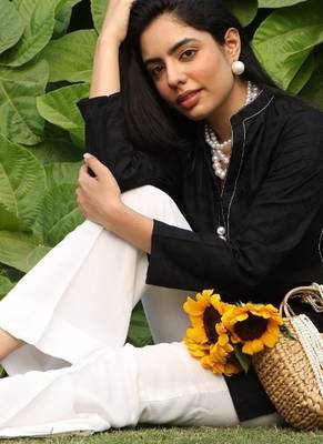 Black lawn printed Tops 2