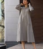 Grey cotton printed kurta-sets