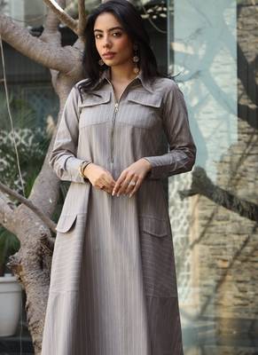 Grey cotton printed kurta-sets 4