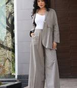 Grey cotton printed kurta-sets