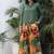 Green cotton printed Dress set