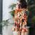 Orange cotton printed kurta-sets