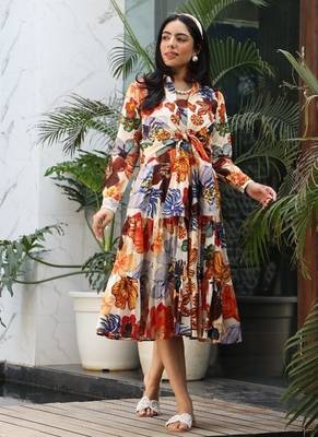 Orange cotton printed kurta-sets 4