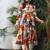Orange cotton printed kurta-sets