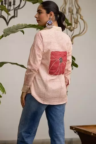 Light-red cotton printed shirt