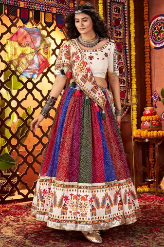 Multi-Color Georgette Bandhani Print Lehenga Choli