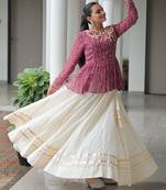 MAROON PRINT GAMTHI PATCH WORK COTTON NAVRATRI  STITCHED LEHENGA CHOLI