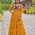 Mustard bandhani print anarkali gown with kutchi mirror work yoke in georgette – full stitch
