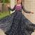 Black bandhani print anarkali gown with kutchi mirror work yoke in georgette – full stitch
