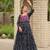 Black bandhani print anarkali gown with kutchi mirror work yoke in georgette – full stitch