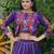 PURPLE KUTCHI GAMTHI THREAD EMBROIDERED RAYON NAVRATRI  STITCHED LEHENGA CHOLI KOTI