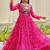 Rani pink georgette anarkali gown with real mirror & thread embroidery work – fully stitched