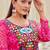 Rani pink georgette anarkali gown with real mirror & thread embroidery work – fully stitched