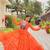 Orange georgette anarkali gown with real mirror & thread embroidery work – fully stitched