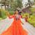 Orange georgette anarkali gown with real mirror & thread embroidery work – fully stitched