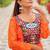 Orange georgette anarkali gown with real mirror & thread embroidery work – fully stitched