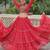RED BANDHANI PRINT GAMTHI EMBROIDERED GEORGETTE NAVRATRI  STITCHED LEHENGA CHOLI