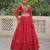 RED BANDHANI PRINT GAMTHI EMBROIDERED GEORGETTE NAVRATRI  STITCHED LEHENGA CHOLI
