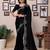 Black shimmer fabric diamond work saree with unstitched blouse