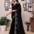 Black shimmer fabric diamond work saree with unstitched blouse