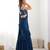 Modern Ruffle Saree Dress Navy Blue Layered Drapes with Crop Top