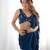 Modern Ruffle Saree Dress Navy Blue Layered Drapes with Crop Top