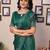 Green shimmer fabric diamond work saree with unstitched blouse