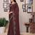 Maroon shimmer fabric diamond work saree with unstitched blouse