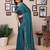 Rama shimmer fabric diamond work saree with unstitched blouse