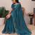 Rama shimmer fabric diamond work saree with unstitched blouse