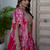Pink Digital Printed with Dori and Zari embroidered Chinnon Silk party wear lehenga