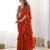 Modern Ruffle Saree Dress Rust Orange Layered Drapes with Crop Top
