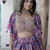 Purple Digital Printed with Dori and Zari embroidered Chinnon Silk reception wear lehenga