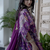 Purple Digital Printed with Dori and Zari embroidered Chinnon Silk reception wear lehenga