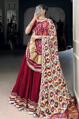 Maroon Georgette Digital Printed Festival Wear Lehenga Choli