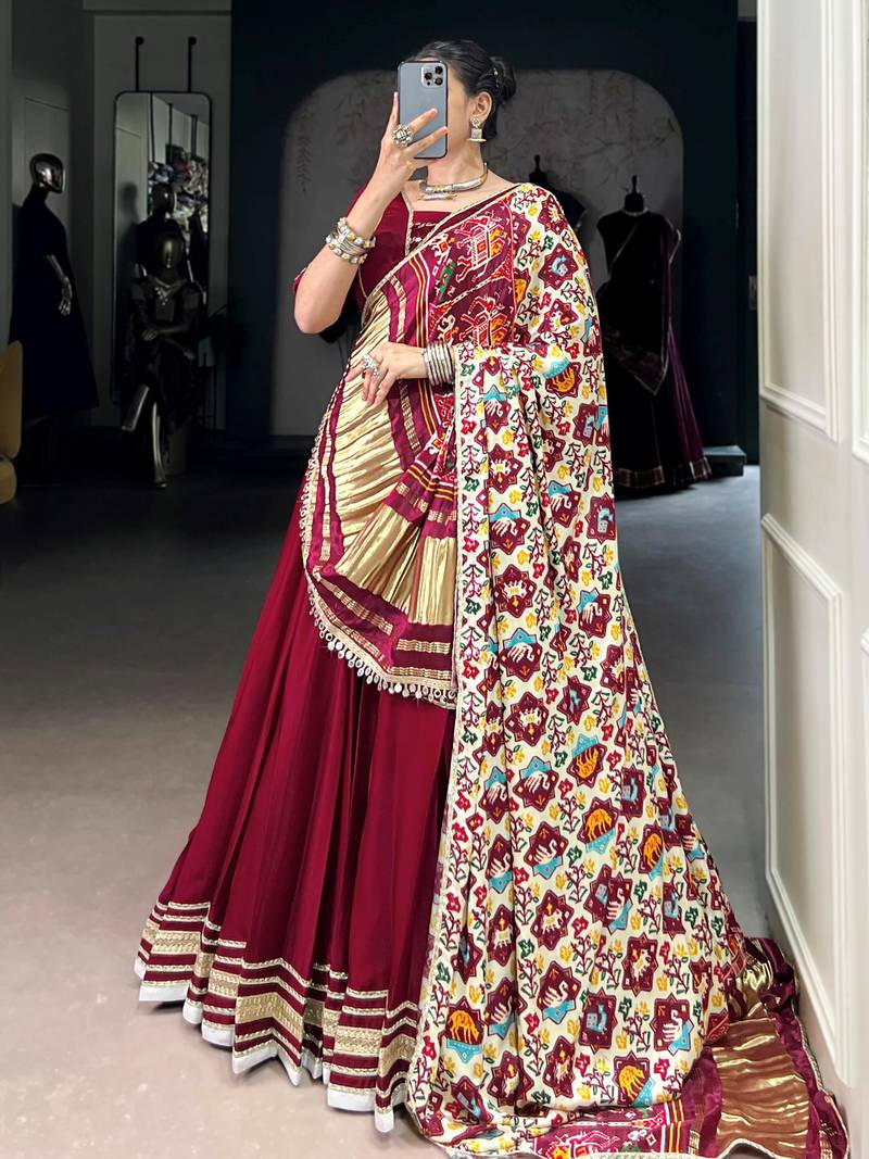 Maroon Georgette Digital Printed Festival Wear Lehenga Choli