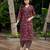 Maroon cotton floral printed straight kurta with afghani salwar