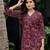 Maroon cotton floral printed straight kurta with afghani salwar