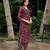 Maroon cotton floral printed straight kurta with afghani salwar