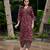 Maroon cotton floral printed straight kurta with afghani salwar