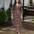 Green cotton floral printed straight kurta with afghani salwar