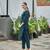 Navy blue cotton paisley printed straight kurta with pant