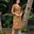 Yellow cotton floral printed straight kurta with pant