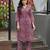 Pink cotton geometric printed straight kurta with pant