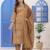 Dark Beige Embroidered Cotton Suit Set with Dupatta