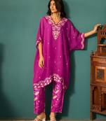 Aster grape premium fusion wear kaftan set