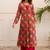 Kabool carmine printed kurta pant set