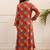 Kabool carmine printed kurta pant set