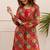 Kabool carmine printed kurta pant set